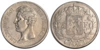 France 5 Francs Coin, Charles X, Limoges, Silver, Gadoury:643 -