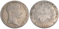 France 5 Francs Coin, Napoléon I, Bayonne, Silver -