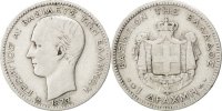 Greece Drachma Coin, George I, Paris, Silver, KM:38 -