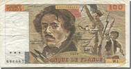 France 100 Francs Delacroix, 1978, Fayette:68.1, KM:153 -