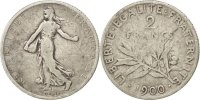 France 2 Francs Coin, Semeuse, Silver, KM:845.1, Gadoury:532 -