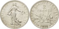 France 2 Francs Coin, Semeuse, Silver, KM:845.1, Gadoury:532 -