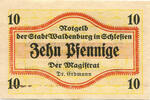 Germany 10 Pfennig Banknote, Waldenburg, Texte, Mehl:1371 -
