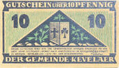 Germany 10 Pfennig Banknote, Kevelaer, champs, 1921 UNC(63) Mehl:690.1 -