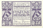 Germany 75 Pfennig Banknote, Paderborn, Eglise, 1921 UNC(63) Mehl:1042.1 -