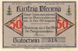 Germany 50 Pfennig Banknote, Ilsenburg, rocher, 1921 UNC(63) Mehl:644.1 -