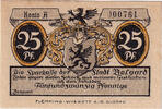 Germany 25 Pfennig Banknote, Belgard, personnage, Mehl:69.1a -