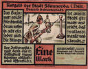 Germany 1 Mark Banknote, Sömmerda, portrait, 1921 UNC(63) Mehl:1230.1 -