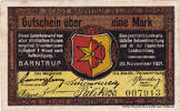 Germany 1 Mark Banknote, Barntrup, paysage, 1921 EF(40-45) Mehl:66.1 -