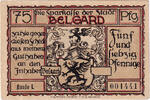 Germany 75 Pfennig Banknote, Belgard, Blason, Mehl:69.3a -