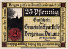 Germany 25 Pfennig Banknote, Bergen, Eglise, 1922 UNC(63) Mehl:78.1a -