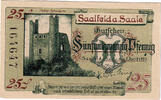 Germany 25 Pfennig Banknote, Saalfeld, ruine, 1921 UNC(63) Mehl:1155.1 -