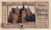 Germany 50 Pfennig Banknote, Saalfeld, château, 1921 UNC(63) Mehl:1155.2 -