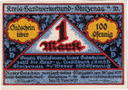 Germany 1 Mark Banknote, Stolzenau, charpentier, Mehl:1277.1 -