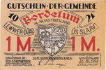 Germany 1 Mark Banknote, Bordelum, Blason 1922-03-31, UNC(63) Mehl:143.1 -