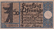 Germany 50 Pfennig Banknote, Berlin, fleuve 1921-09-09, UNC(63) Mehl:92.1 -