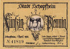 Germany 50 Pfennig Banknote, Schopfheim, 50 Pfennig portrait 1921 UNC(63) Mehl:1201.1 -