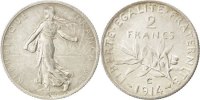 France 2 Francs Coin, Semeuse, Castelsarrasin, Silver -