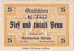 Germany 25 Pfennig Banknote, Büsum, personnage, 1921 UNC(63) Mehl:202.1 -