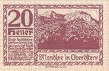 Austria 20 Heller Banknote, Mondsee, rocher, 1920 UNC(63) Mehl:FS 626a1 -