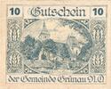 Austria 10 Heller Banknote, Grünau, Eglise, 1920 UNC(63) Mehl:FS 299 -