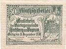 Austria 50 Heller Banknote, Kirchberg, village, UNC(63) Mehl:FS 439Ia -