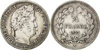 France 1/4 Franc Coin, Louis-Philippe, Rouen, Silver -