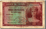 Spain 10 Pesetas Banknote -