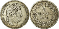 France 5 Francs Coin, Louis-Philippe, Lyon, Silver -