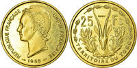 Togo 25 Francs Coin, Paris, Bronze-Aluminium, Lecompte:26 -