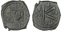 Half Follis Coin, Maurice Tiberius, Thessalonica, Copper -