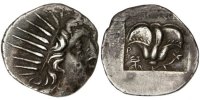 Drachm Coin, Islands off Caria, Rhodes, Helios, Rhodes, Silver -