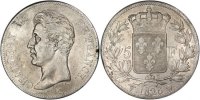France 5 Francs Coin, Charles X, Lille, Silver, Gadoury:643 -