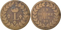 France Decime Coin, Louis XVIII, Strasbourg, Bronze -