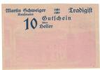 10 Heller 1920 Österreich Geldschein, Tradigist Prv. Martin Schweiger, Kaufmann VZ