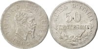 Italy 50 Centesimi Coin, Vittorio Emanuele II, Naples -