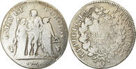 France 5 Francs Coin, Union et Force, Perpignan, Silver -