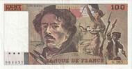 France 100 Francs Delacroix, G.265, Fayette:69ter.1a, KM:154h -