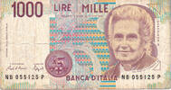 Italy 1000 Lire Banknote, KM:114a -