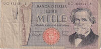 Italy 1000 Lire Banknote, 1977-01-10, KM:101e -
