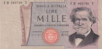 Italy 1000 Lire Banknote, 1973-02-15, KM:101c -