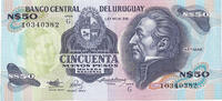 Uruguay 50 Nuevos Pesos Banknote, Undated (1989), KM:61a -