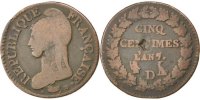 France 5 Centimes Coin, Dupré, Lyon, Bronze, KM:640.5 -