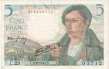 France 5 Francs Berger, L.23, Fayette:05.01, KM:98a -