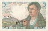 France 5 Francs Berger, T.46, Fayette:05.02, KM:98a -