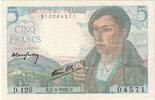 France 5 Francs Berger, D.125, Fayette:05.06, KM:98a -