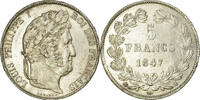 France 5 Francs Coin, Louis-Philippe, Strasbourg, Silver -