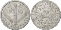 France 2 Francs Coin, Bazor, Aluminum, KM:904.2, Gadoury:536 -
