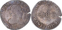 France 1/2 franc au col gaufré Coin, Henri III, 1587, Paris -