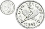 New Zealand 3 Pence Coin, George VI, British Royal Mint -